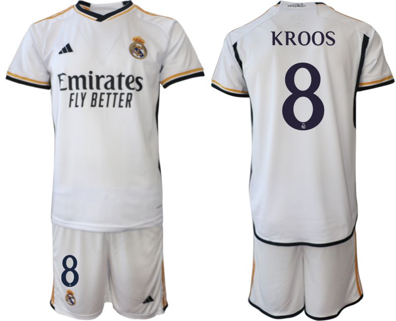 Men 2023-2024 Club Real Madrid home white 8 Soccer Jersey